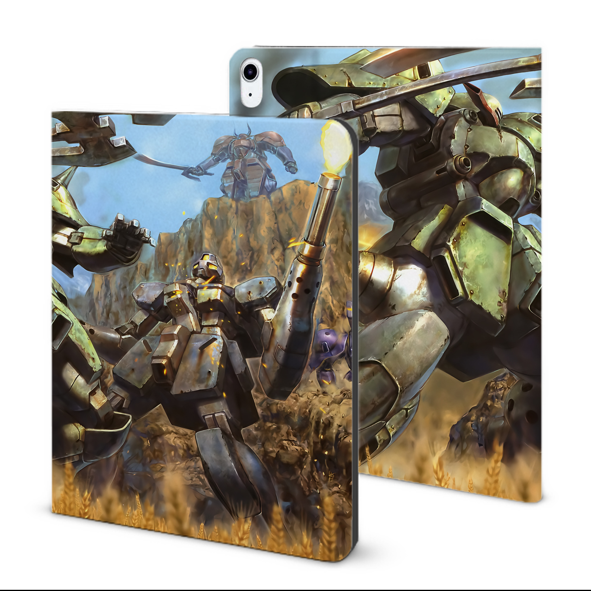 （画像用） 機動戦士ガンダム Mobile Suit Gundam IPad ケース ブック型 PUレザー TPU 耐衝撃 軽量 薄型 ペン収納なし 全面保護 IPad 各モデル対応